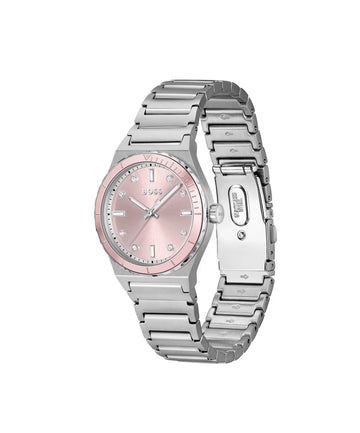 Hugo Boss Candor Sport Silver Stainless Steel Pink Dial Quartz Watch for Ladies - 1502788