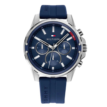 Tommy Hilfiger Mason Blue Silicone Strap Blue Dial Chronograph Quartz Watch for Gents - 1791791